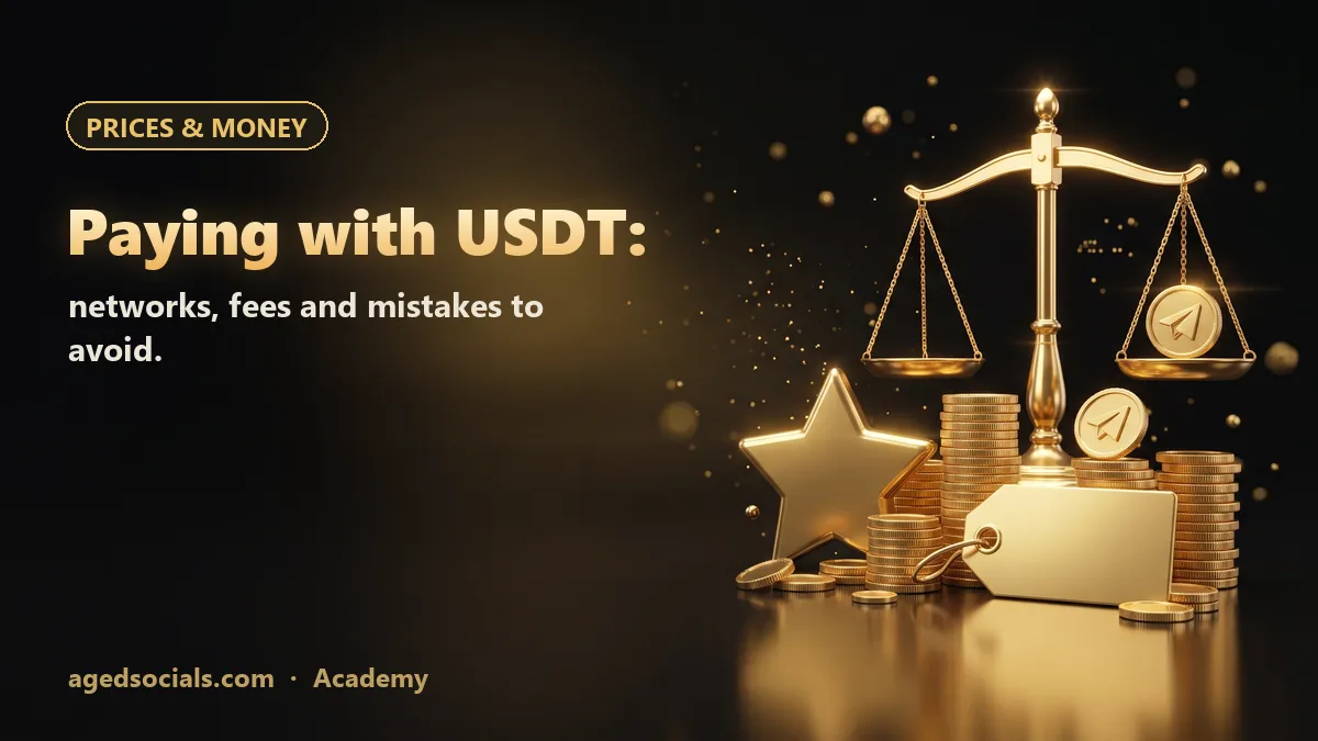 How to Pay With USDT for Telegram Accounts, Channels and Groups (2026): AgedSocials illustration