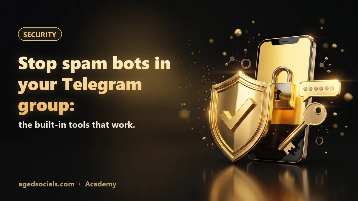 How to Stop Spam Bots in a Telegram Group (2026): Built-In Tools and Settings: AgedSocials illustration