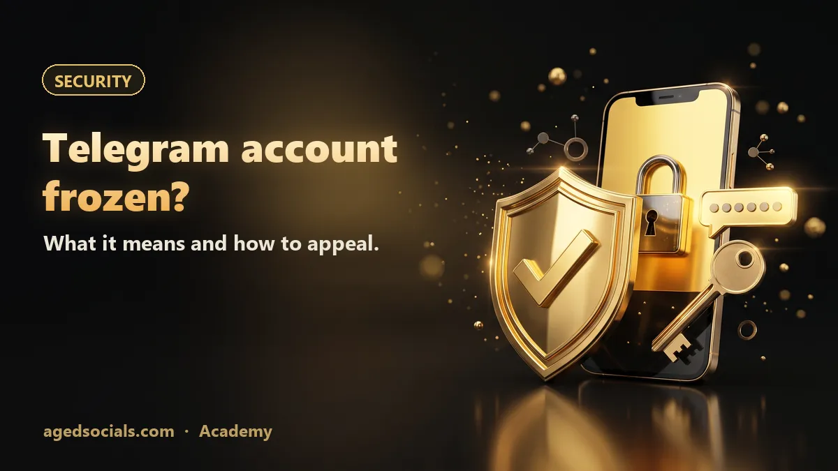 Telegram Account Frozen? What It Means and How to Appeal (2026): AgedSocials illustration