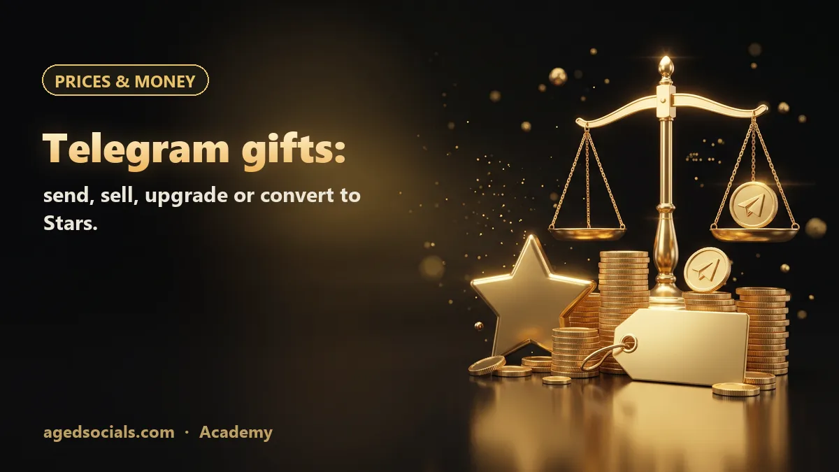 Telegram Gifts Explained: Send, Sell, Upgrade or Convert to Stars (2026): AgedSocials illustration