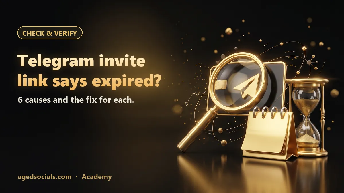 Telegram Invite Link Says Expired? 6 Causes and How to Fix Each: AgedSocials illustration