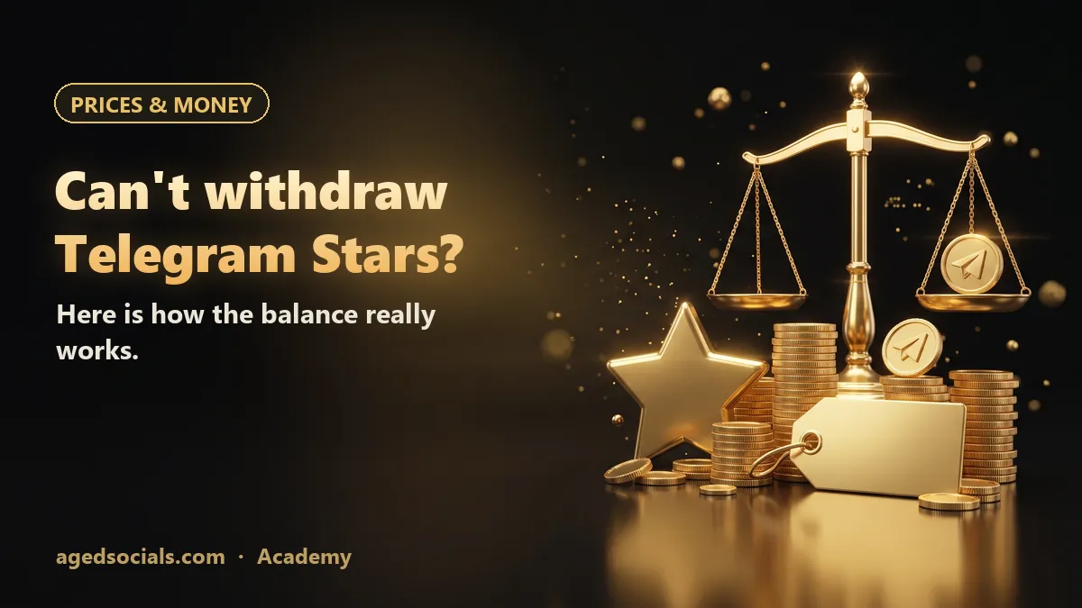 Can't Withdraw Telegram Stars? Available Balance, Waiting Period and Fragment Explained: AgedSocials illustration