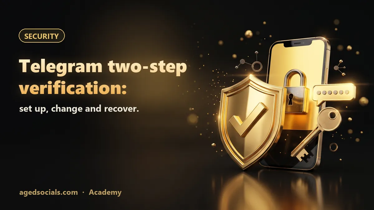 Telegram two-step verification: set up, change and recover.: AgedSocials illustration