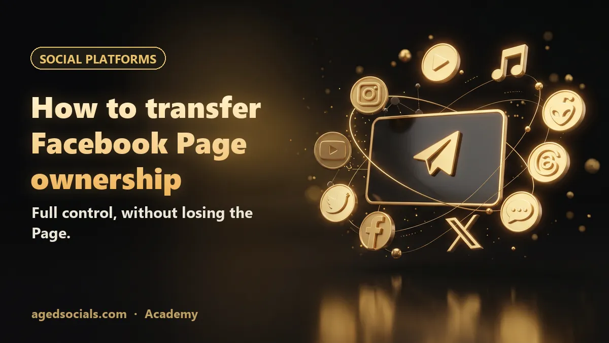 How to Transfer Facebook Page Ownership (Full Control) Safely: AgedSocials illustration