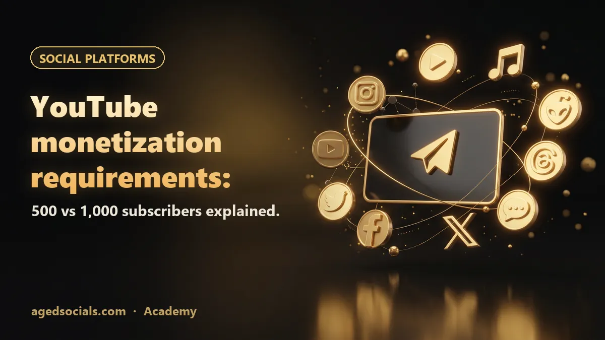 YouTube Monetization Requirements 2026: 500 vs 1,000 Subscribers Explained: AgedSocials illustration